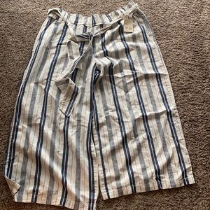 XXL Linen pants white and blue striped
